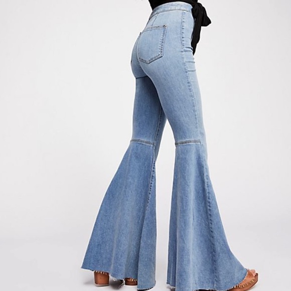 Free People Just Float On Printed Flare Jeans High Rise Size 24